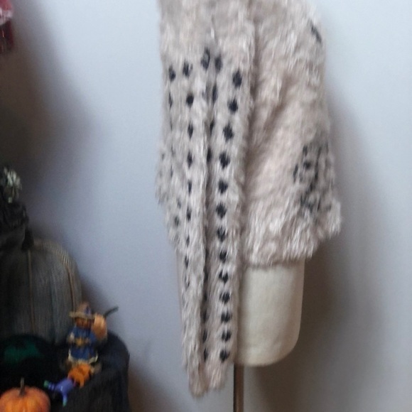 GUESS Owl animal print long sleeve shaggy fur fuzzy crop sweater Y2K small - Picture 4 of 10